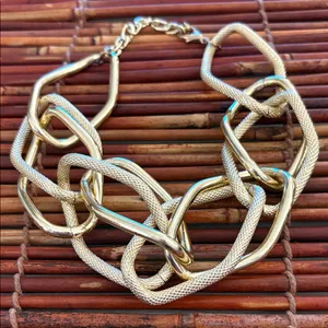 Chunky Gold Large Link Choker Necklace 14” thumbnail 4