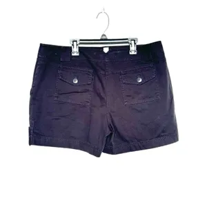 Loft Womens Shorts Size 14 Black Button High Rise Ann Taylor 5" Inseam Cotton thumbnail 2