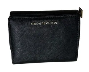 MIchael Kors Jet Set Slim Wallet Saffiano Leather Black MK Gold Hardware thumbnail 1