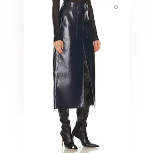 Pistola‎ Alice Utility Midi Skirt in Navy Vinyl Size 29 thumbnail 3