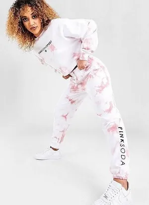 Pink Soda Pink & White Tie Dye Joggers thumbnail 1