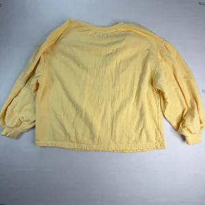 Aerie Always and Forever Butter Yellow Textured Tassel V-Neck Sweatshirt Large thumbnail 7