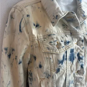 FREE People Rumors Denim Jacket in Jones Tie Dye Blue‎ Size Small EEUC 0436 thumbnail 10