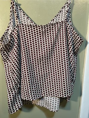 A New Day Women’s Size XXL Matte Satin Cami Camisole Tank Top White Dark Brown thumbnail 10
