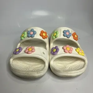Crocs classic sandals slides flower jibbitz women's size 8 white‎ beach casual thumbnail 2