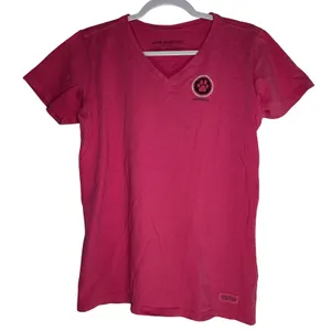 Life Is Good Womens Crusher Tee Pink Paw Print V-Neck Cotton‎ T-Shirt Medium thumbnail 1