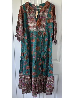 Natural Life Nova Maxi Dress NWT Teal Riviera Floral XS thumbnail 4