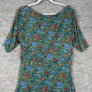 Boden Green Size-US 16R Sheath Dress Floral Tencel Lyocell Ruched Surplice thumbnail 7