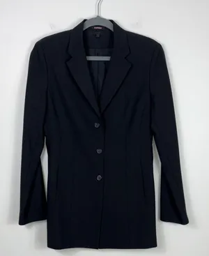 Express Longline Wool Blazer Womens Size 6 Black Career Office thumbnail 1