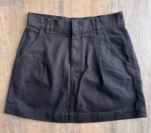 Free People We The Free Black‎ Denim Pleated Mini Skirt Size 29 Regular Cotton thumbnail 1