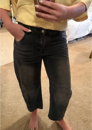 Black denim barrel jeans 7/8 length thumbnail 1