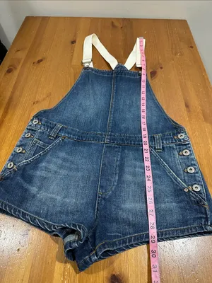 Free People Blue Denim Short Overalls with White Straps thumbnail 8