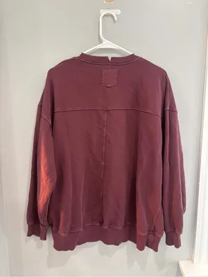 aerie Washed Burgundy Crewneck Sweatshirt oversized small boho Crewneck thumbnail 4