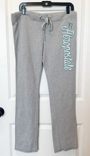 Aeropostale Womens Y2K Spell Out Sweatpants Large Gray Preppy 00s Lounge Casual thumbnail 1