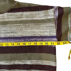 VTG Emmiol Womans Striped Crew Neck Knit Sweater‎ Small Pistachio Green Purple thumbnail 5