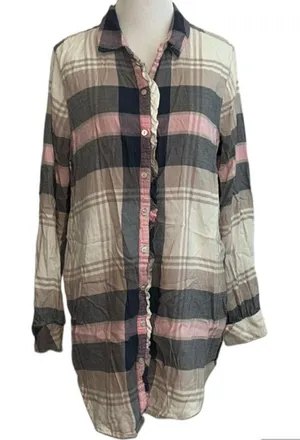 5/$30 🎈 Aerie large plaid button down shirt thumbnail 1