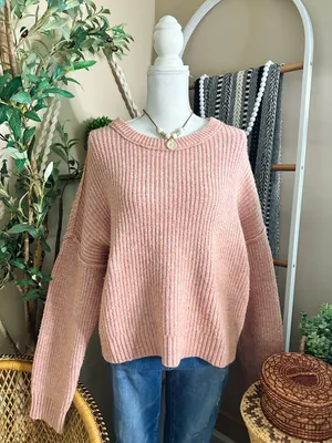 American Eagle Pink Chunky Knit Boxy Oversized Sweater XL thumbnail 1