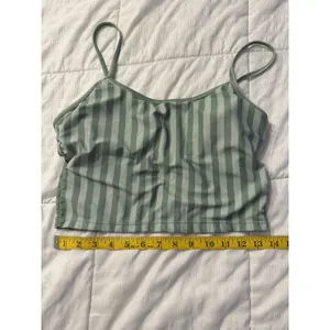 Jack's Green White Striped Cami Crop Top Tank Swim Clean Girl Coastal Cottage thumbnail 4