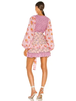 LoveShackFancy Rina Floral Ruffle Dress Size 2 Pink thumbnail 3
