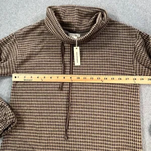Max Studio Houndstooth Cowl Neck Dress Women's Medium Brown Long Sleeve Pockets thumbnail 6