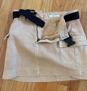 Pac Sun Women’s Size 26 Belted Zip Up Khaki Denim Cargo Mini Skirt thumbnail 1