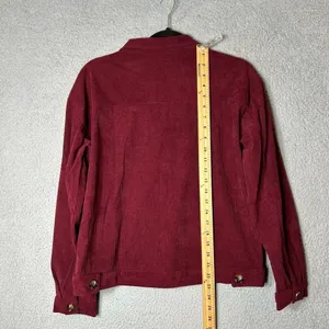 Corduroy Jacket Womens S‎ Red Rust Collared Long Sleeve Button Up Corduroy NEW thumbnail 7