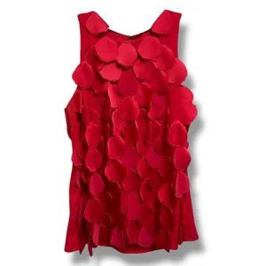 Ann Taylor Petite Red Petal Flower Applique‎ Sleeveless Shell Top Blouse 4P thumbnail 3