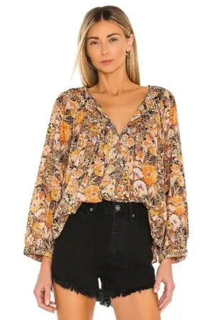 Free People Boho Floral Cool Meadow Printed Top in Midnight Combo Medium NEW thumbnail 1