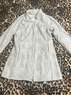 Amazon Women's Light Gray Textured Stand-Collar Trench Coat thumbnail 2