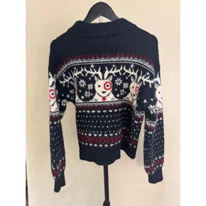 Universal Threads Target Bullseye Dog Fair Isle Holiday Sweater Navy Blue XS NEW thumbnail 2