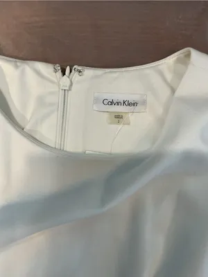 Calvin Klein White Sleeveless Mini Dress with Black Stripes thumbnail 3