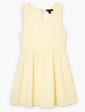 Spring Yellow Floral Lace Dress, Forever 21, Size Medium thumbnail 3
