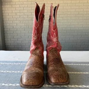 Macie Bean Cowgirl Boots Women's Size 9 Floral Tooled Leather thumbnail 2