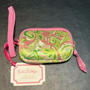 Lilly Pulitzer Tech Case Wristlet Chin Chin Print Elephant Zipper Logo New NWT thumbnail 1