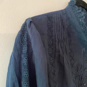 NWT Free People Best of Me Navy Blue Eyelet Blouse Boho Cotton Women's size XS thumbnail 8