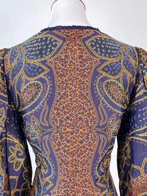 NWOT FARM Rio Floral Paisley Ruffles Mini Dress Glam Boho Long Sleeve Size XS thumbnail 6
