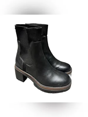 Mia Gretta Lug Ankle Boot Women's 9 Black Leather Heeled Pull On Chelsea NWT thumbnail 5