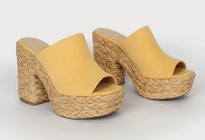 Lulus Ervyn Suede Raffia Platform Slide Sandals thumbnail 1