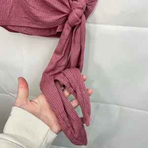 Lulus‎ women's mauve pink try me out ribbed tie wrap stretch v-neck top XS thumbnail 4