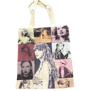 Taylor Swift Canvas Tote Bag Unisex Med Eras Tour Concert Merch Music Shopping thumbnail 2