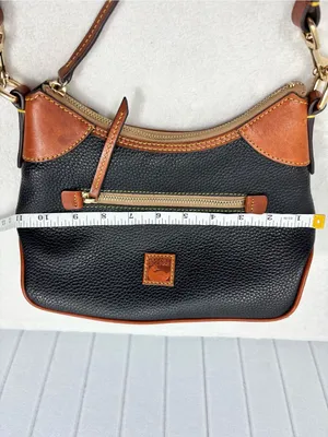 Dooney & Bourke Black with Brown Trim Pebble Leather Shoulder Bag thumbnail 9