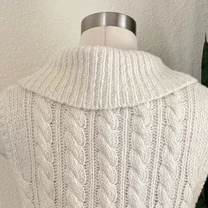Vintage Cable‎ Knit Sweater Vest Shawl Collar Wool Blend Large thumbnail 5