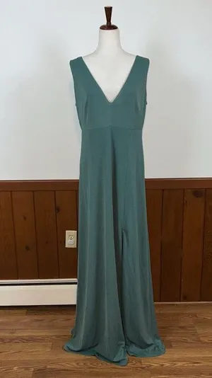 Stunning New Birdy Grey Shamin Crepe Sea Glass Gown! thumbnail 1