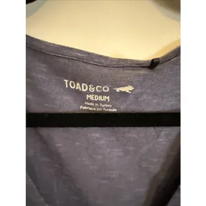 Toad&Co Cue Wrap Short Sleeve Organic Cotton Dress Blue Pattern Medium thumbnail 2