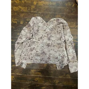 Free People Mulberry floral boho v-neck L cropped sweater thumbnail 4