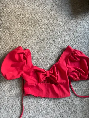 Red Puff Sleeve Top thumbnail 2