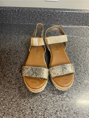 Anne Klein Snake-Print and Gold Wedge Espadrilles thumbnail 5