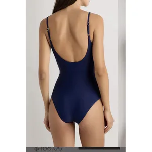 NWT Quince Deep Navy Blue Italian Cut Out One-Piece Swimsuit Sz Medium thumbnail 2