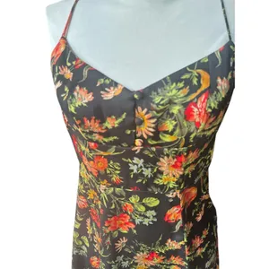 Urban Outfitters Floral‎ Print Strap Spaghetti Button Ruffled Mini Dress Size M thumbnail 3