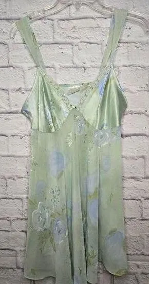 Vintage Secret Treasures floral y2k green babydoll slip lingerie medium. thumbnail 1